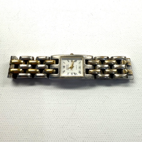Anne Klein Gold Tone and Silver Tone WATCH with Roman Numerals. Art Deco Style. - Picture 2 of 6